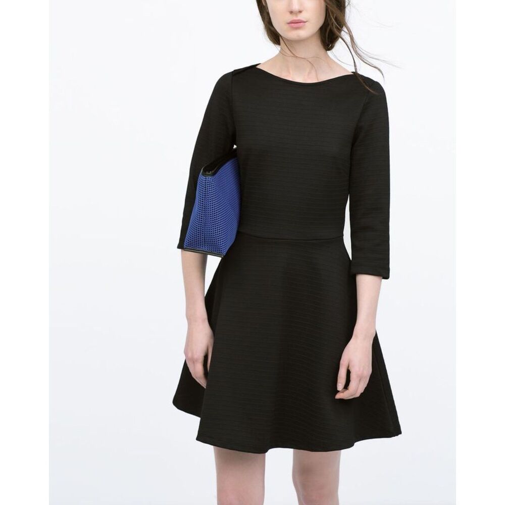Zara Ribbed Structured Fit & Flare Dress